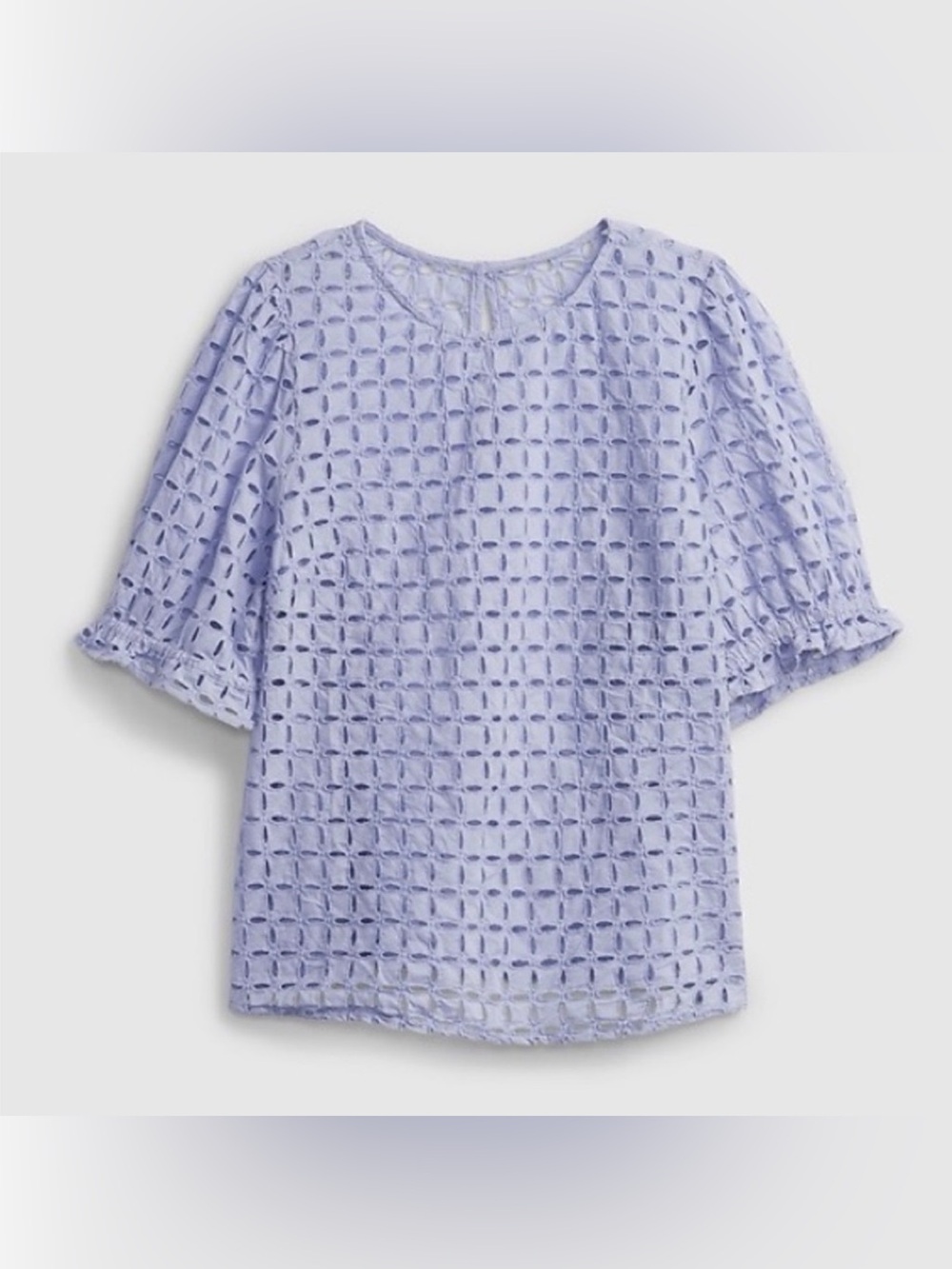 Gap Lavender Flower Eyelet Puff Sleeve Blouse